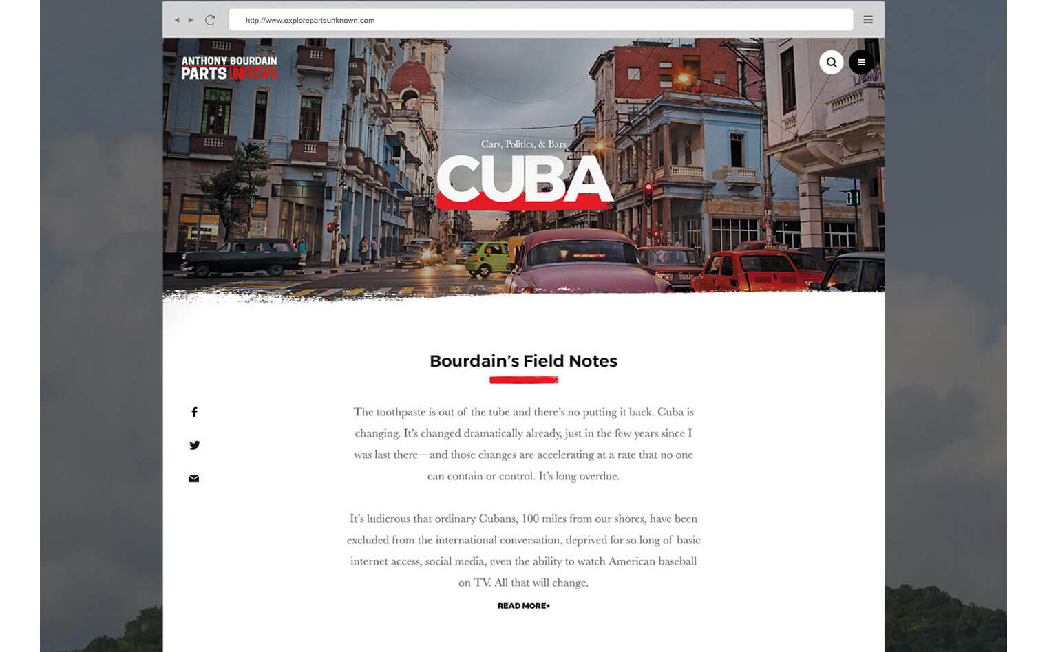 ANML Anthony Bourdain Parts Unknown Cuba Field Notes